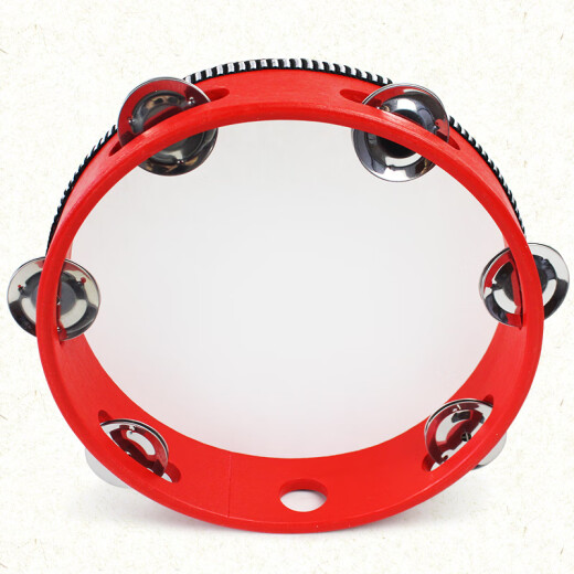 Stupid Beibei dance tambourine kindergarten children's tambourine teacher uses rattle hand-cranked percussion instrument for grade examination professional hand-clap tambourine 6-inch red tambourine-15cm