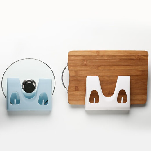 Chenhua Feiyue pot lid rack wall hanging no punching wall shelf storage rack kitchen supplies kitchen storage rack wall-suction kitchen pot lid rack white