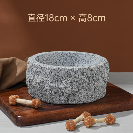 JPHZNB Stone Large Dog Bowl Dog Food Bowl Anti-Tip Cat Rice Bowl Large Dog Food Bowl Large Dog Pet Stone Bowl Cat Bowl Sesame Gray Deepened Stone Bowl Diameter 12cm
