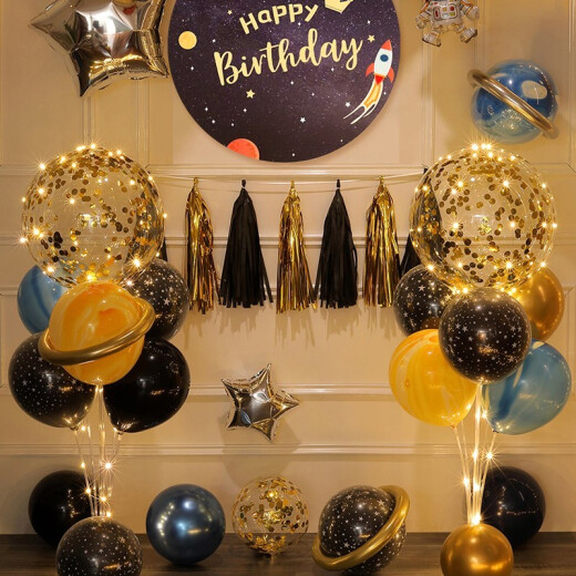 Qimi birthday scene layout birthday decoration boy space theme balloon party wandering earth astronaut sea astronaut tassel poster balloon package