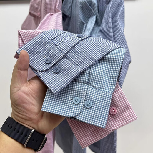 TOMMY JEANS genuine Tommy Tommy long-sleeved shirt men's spring new business casual pure cotton plaid non-iron shirt trendy long-sleeved blue plaid 100% cotton XL suitable for 140-155 Jin Jin equals 0.5 kg to wear