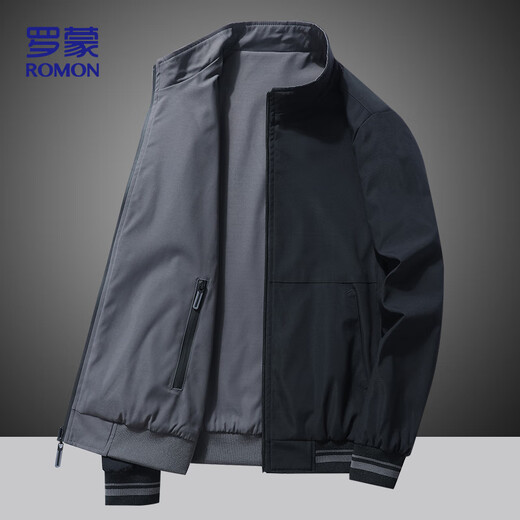 
ROMON Jacket Men's Spring Business Casual Jacket Outdoor Sports Fashionable and Versatile Double-sided Top 9866 Dark Blue XL