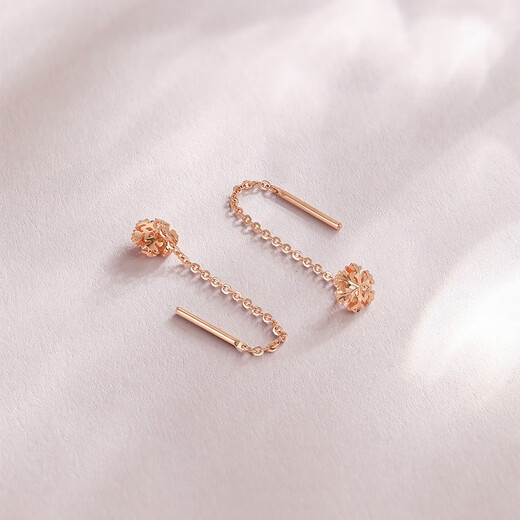Saturday Fortune (ZLF) 18K gold ear wire snowflake rose gold earrings for birthday girlfriend, a pair