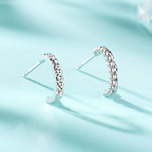 Liuguifu Jewelry PT950 platinum earrings plain white gold earrings earrings gift for women PT0200062 1.55g