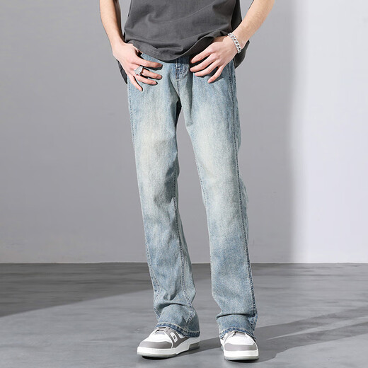 Jeans Men's American High Street Retro Denim 2025 NUEVA SUPRINGA Y SUMER A SUMPRESA Marca Straight-Tire Light-Flare Casual Long pantalones 9901 Blue L