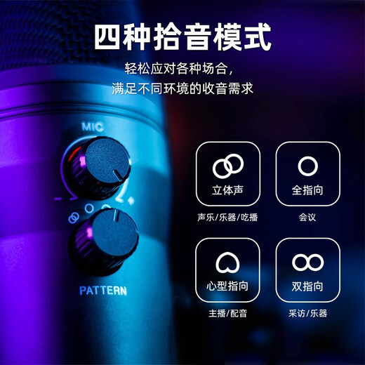 FIFINE condenser computer microphone desktop USB professional recording karaoke game e-sports anchor live broadcast multi-directional wired monitoring recording dubbing noise reduction radio microphone K690 K690 microphone + BM63 cantilever bracket + shock mount + anti-spray net