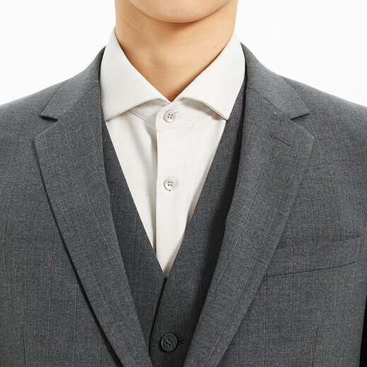 Lilang Youth Business Men's Wear Shopping Mall Suit Men's Two-Color Striped Formal Three-piece Suit Q5CXF01 Medium Gray 175A