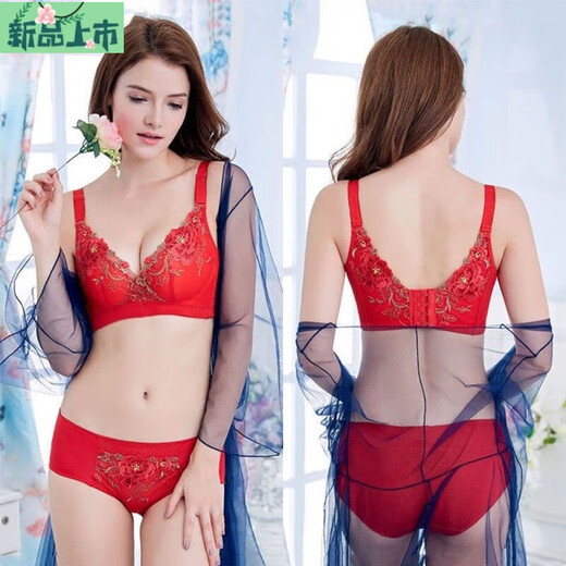 Ai Feilin brand pure cotton bra set without rims to tighten the breasts and push up the adjustable sexy underwear women's anti-sagging bra, elegant purple suit with tube top 85C 38