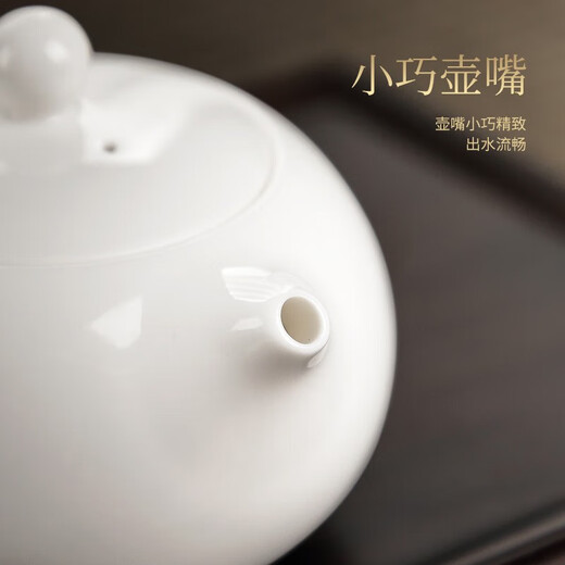 Tang Feng white porcelain Fengming teapot Kungfu teapot household mutton fat jade porcelain Xishi teapot for one person tea set ceramic single pot white porcelain Fengming teapot 220ml
