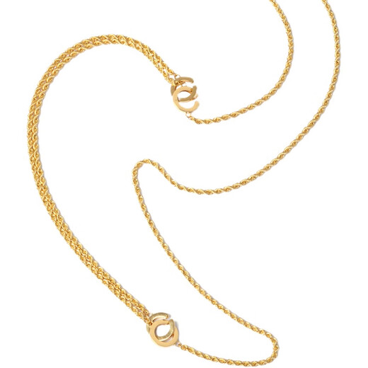 Bao Zha Jin Taoist 18K gold double ring hemp rope chain multi-purpose multi-wear braided twist sweater clavicle necklace for women 18K gold 80cm double ring hemp rope