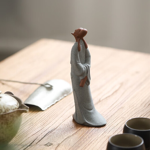 Fw Li Bai Statue Ancient Character Ceramic Sculpture Home Decoration Crafts Living Room Office Study Desktop Ornament Li Bai - Colored Sand Blue Gray Style