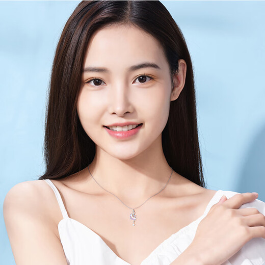 Fakou PT950 platinum necklace women's light luxury niche fashion clavicle chain Christmas Valentine's Day birthday gift for girlfriend Moon Splashing Galaxy