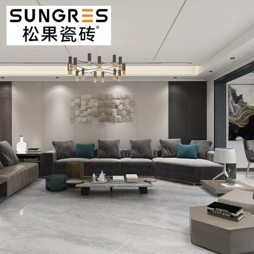 松果现代简约灰色通体大理石连纹客厅地砖卫生间瓷砖厨房墙砖750 1500 S15906  750*1500MM
