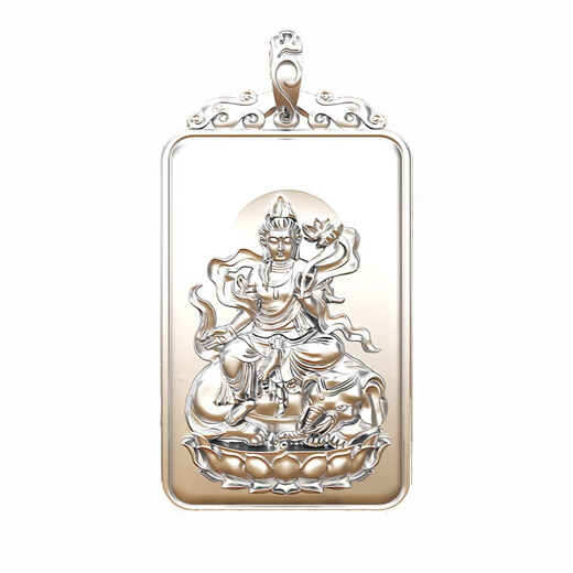 Pang Yi's pure silver Void Tibetan Bodhisattva's natal Buddha belongs to the zodiac Ox and Tiger pendant men's silver medal twelve zodiac pendant necklace women's brand silver color Samantabhadra Bodhisattva dragon and snake