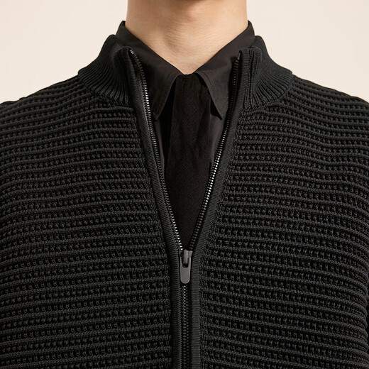 Sketch men's 2025 spring and summer new arrival cotton thick needle single-sided cardigan sweater loose half turtleneck 9P1314920 001 black L