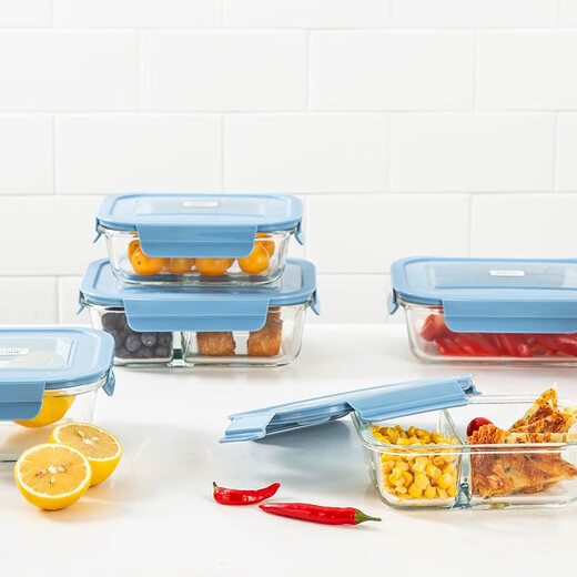 LOCK&LOCK crisper, microwave heated lunch box, frozen three-piece set 520ml*2+640ml LLG983S601