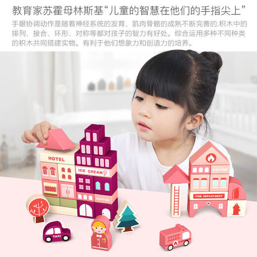 Bloques de construcción infantiles Juguetes intelectuales de desarrollo de madera de rompecabezas para niños 2-4 niñas y niños 1-3-6 años Educación temprana 100 bloques + 60 piezas de escena de tráfico Placa inferior Barrel