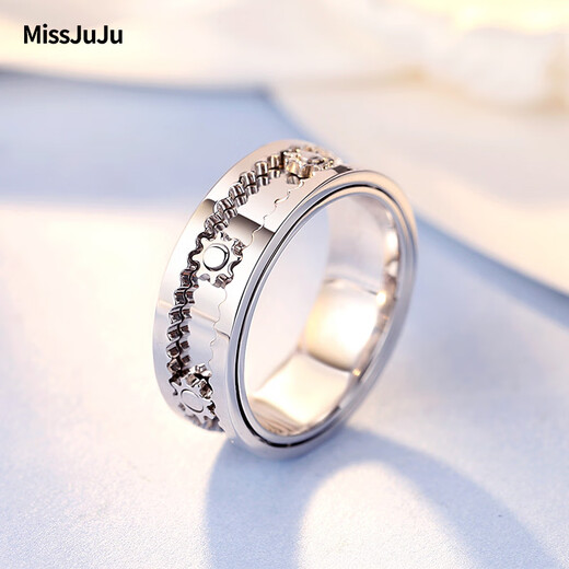 Miss JuJu pt950 platinum ring men's platinum ring domineering personality mechanical gear ring can rotate large ring ring customized 15 yards about 25g according to actual hair, more refunds, less supplements