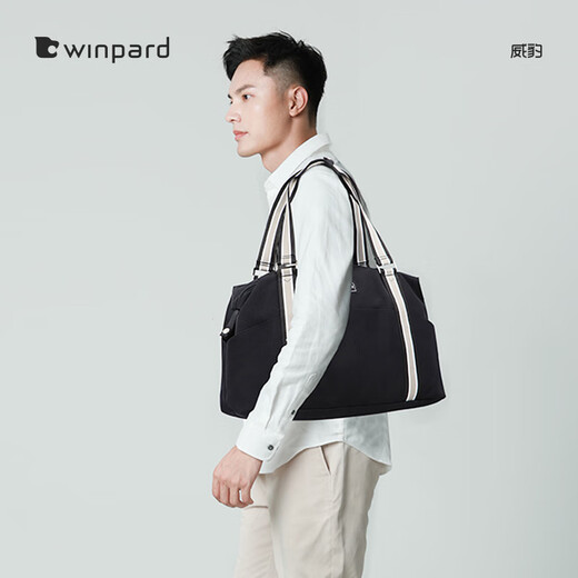 威豹（WINPARD）旅行袋短途大容量斜挎式轻便手提包时尚行李袋日韩风旅行包 黑色 大