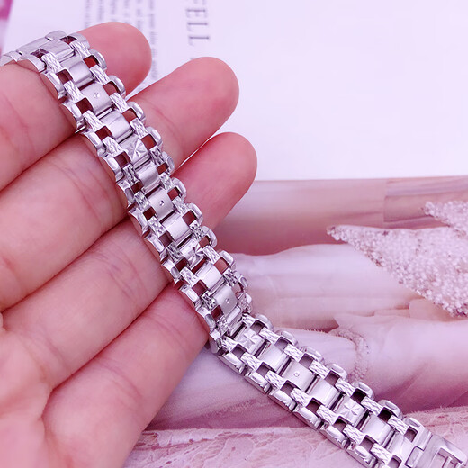 Heye Jewelry Liang blind pt950 platinum chain car flower watch chain men and women platinum bracelet men platinum couple platinum bracelet gold weight 28.88 grams about 10mm wide 17cm long
