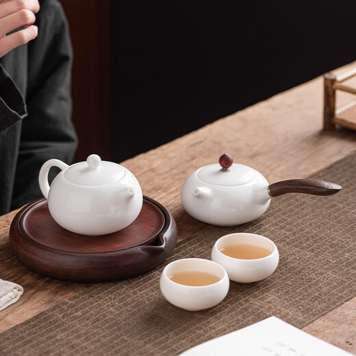 Tangfeng mutton-fat jade porcelain Xishi pot home office white porcelain tea single pot ceramic Kung Fu tea set hand-held pot for one person to drink tea Xiangxue Xishi pot + 2 cups + male cup + Fangshe tea tray