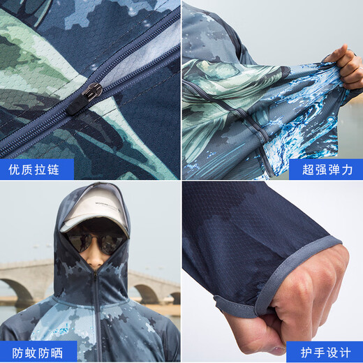 He Jiagong ice silk summer quick-drying breathable long-sleeved fishing clothing for men and women sun protection clothing sun protection clothing fishing clothing set quick-drying top M under 165 cm (100 Jin Jin is equal to less than 0.5 kg)