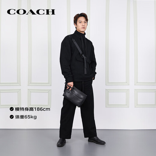 COACH brand direct supply men's medium clutch bag black leather F28614BLK