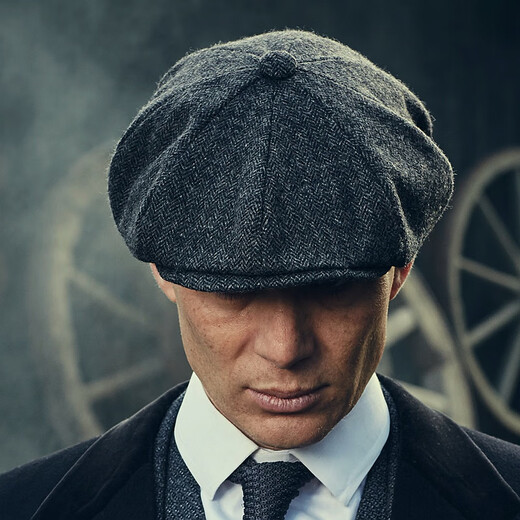 Trinkstil, Senior Peaky Blinders, achteckiger Hut, britische Baskenmütze für Herren, Retro, alter Zeitungsjungenhut, Malerhut, dunkelgrau, Einheitsgröße, 57–58 cm, verstellbar