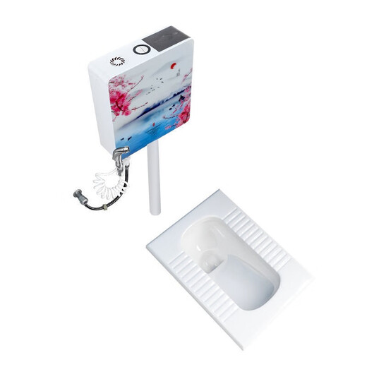 Ronglan squat toilet set household ceramic toilet squat pit with flush tank squat toilet bathroom toilet toilet squat toilet A model with S curve anti-odor rear drainage + water tank