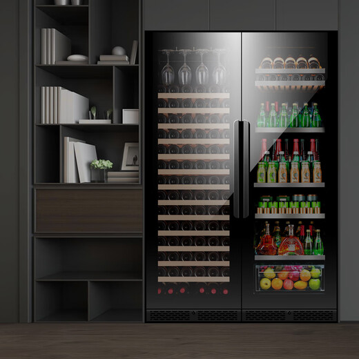 PULADI frequency conversion first-class energy efficiency large-capacity ice bar living room home refrigerator office refrigerator tea cabinet embedded constant temperature red wine cabinet freshness commercial display cabinet villa refrigerator first-class energy efficiency frequency conversion 1.79 meters high ice bar + wine cabinet combination