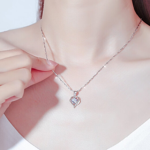 MZMZ Platinum Necklace for Women PT950 Single-minded Platinum Clavicle Chain with Moissanite Birthday Anniversary Gift for Girlfriend Eleven Warehouse Straight Hair/Next Day Delivery Light Luxury Style - Set with D Color Flawless Moissanite