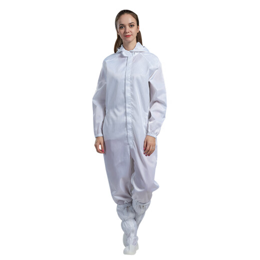 Hanyang Clean (HANYANGCLEAN) anti-static clothing, dust-free clothing, one-piece hooded dust-proof clothing, clean clothing, laboratory protective work clothes, white L
