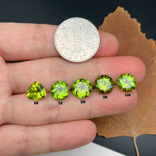 Fat Donglai's same type of natural peridot round necklace, earrings and ring surface supports inlay 18#