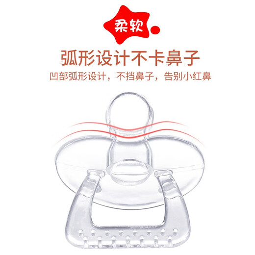 Yoshida Hisamori Transparent Pacifier Round Head Flat Head Baby Silicone Bite-Resistant Baby Super Soft Sleeping Sucking Stick 2 Pack Daily Use - Nipple Type Transparent Style