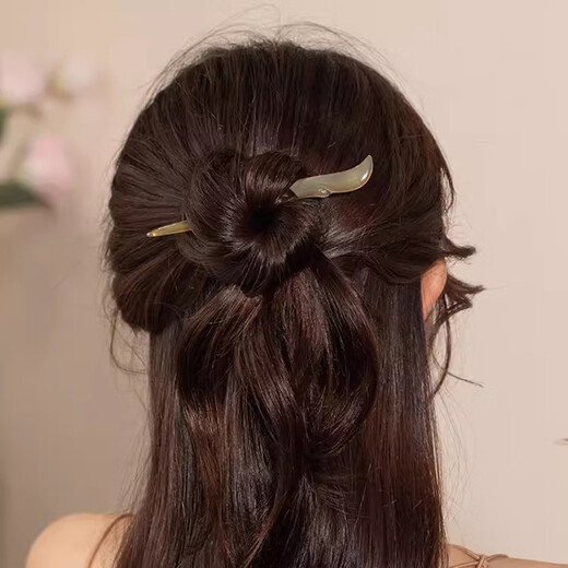 Love for Two Worlds Short New Chinese Style Sheep's Horn Hairpin Women's Hairpin Ancient Style Hairpin Hanfu Cheongsam Hair Accessory Simple Modern Style Hairpin