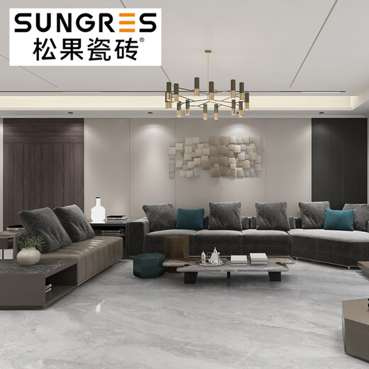 松果现代简约灰色通体大理石连纹客厅地砖卫生间瓷砖厨房墙砖750 1500 S15906  750*1500MM