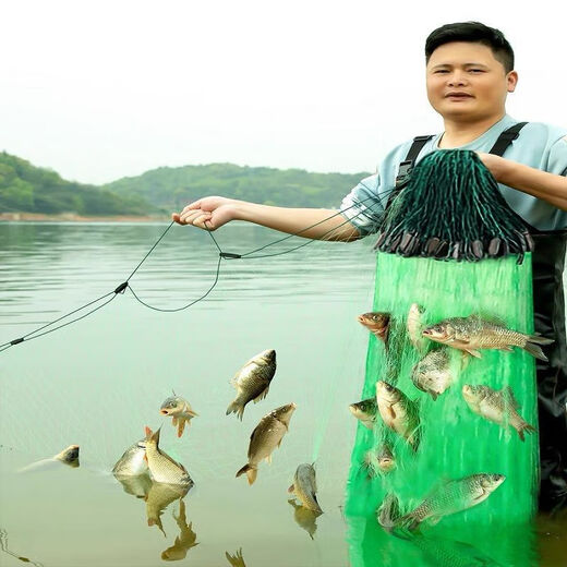 Uncle Ben fishing net fishing sun-drying wire net fishing sticky fish three-layer sinking net fishing net fishing sinking net fishing artifact 1.5 meters high 4 fingers white three-layer 50 meters long sinking net