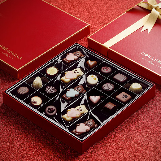 Dorabella imported chocolates from Belgium as gifts for employees, boyfriends, girlfriends, candies, wives and best friends, Valentine's Day birthday gifts, Charm Red, 20 pieces in gift box