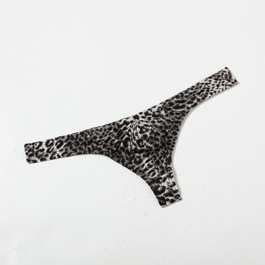 Magnificent Men's Leopard Print Sexy Underwear T-Pants with Exciting Pouch T-Pants Narrow Brim Sexy Men's T-Pants Brown M