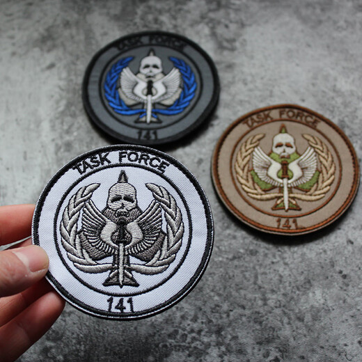 Punisher TactK TF 141 Task Force COD morale badge military fan embroidered Velcro armband backpack sticker identification badge mud color