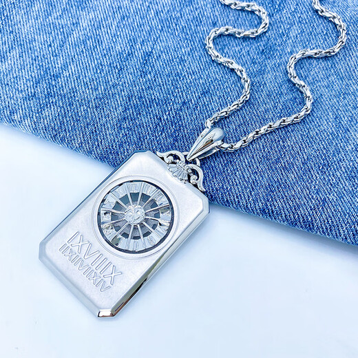 Cuibaofu luxury platinum real gold platinum Pt950 Roman square plate fortune-turning men's numbers three-dimensional pendant tag 32.71 grams width 45mm length 60mm including leather cord