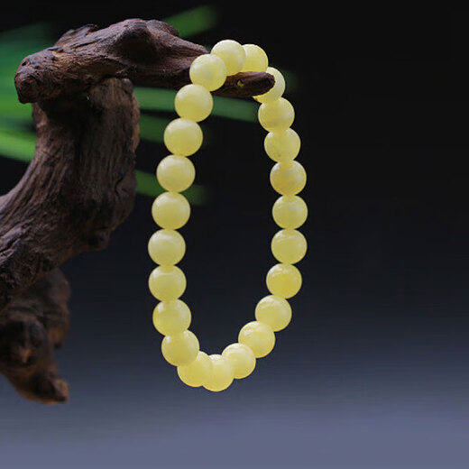 Longyin Beeswax Bracelet Amber Bracelet Women's zodiac year men's white flower element round beads play single circle birthday gift MZ about 8mm