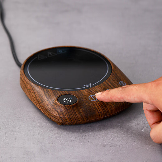 Yumsir can boil water at 100 degrees, heated coaster, tea warmer, constant temperature coaster, heating base, fast hot milk, timed coaster warmer, bear paw digital display water boiling coaster, dark wood grain
