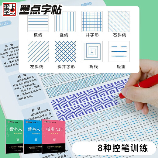 Ink dot copybook Jing Xiaopeng regular script basic introduction (video version) students, adults and beginners copy and trace red hard pen calligraphy practice handwriting copybook (4 books)