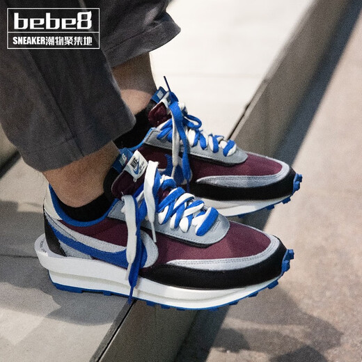 Nike (Nike) [Strictly Selectly Selectly Good Products] Nike Sacai X Nike Ldv Waffle Zapatos de tres partes de tres partes Sports Running Zapatos de gris negro y azul DJ4877-600 40.5