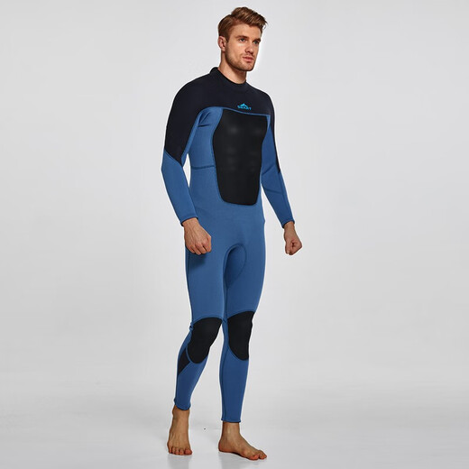 Shark Bart 3MM wetsuit for men Shark Bart new diagonal zipper popular long-sleeved semi-dry floating deep diving surf swimsuit 1500 blue M