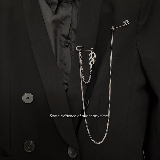 Nianfu pendant pin clip chain brooch men and women long cross pin brooch suit accessories for wife small fire chain brooch