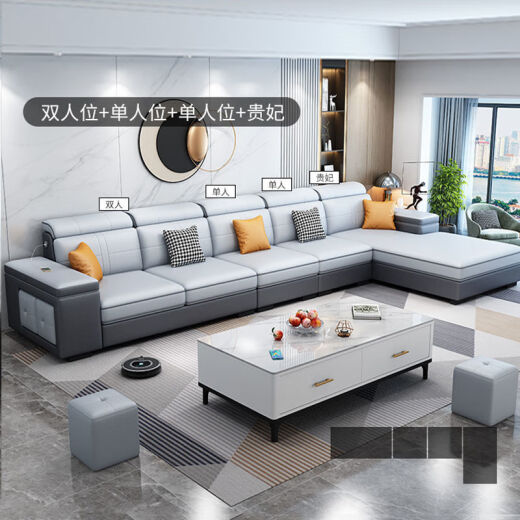 Ou Taiqi sofa living room household large and small apartment fabric straight row left and right imperial concubine combination minimalist light luxury style technology cloth sofa custom shot (contact customer service) cotton and linen cloth (high resilience sponge style)