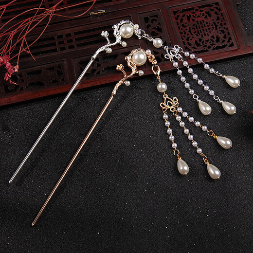 Ancient costume hairpins, step rocking hairpins, women's ancient style tassels, daily retro matching cheongsam, updos, Hanfu hair accessories, gold