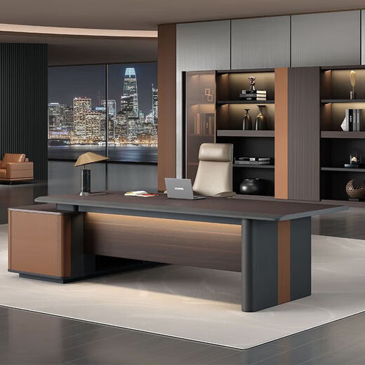 Boss desk modern and simple president desk manager desk office furniture light luxury executive desk executive desk total length 2.0 meters desk (socket wire box)